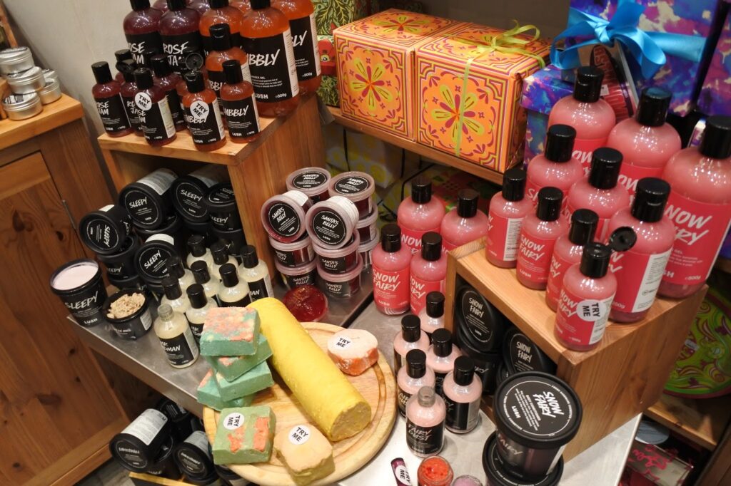 a display of products from lush 